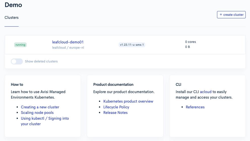 Overview of all clusters in your environment