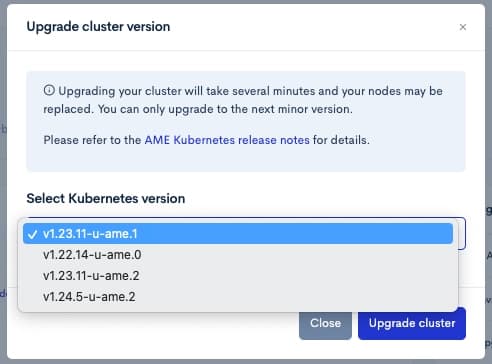 Select the next Kubernetes version