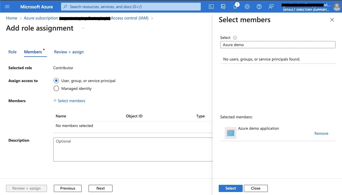 Azure Add Member to Role Assignment