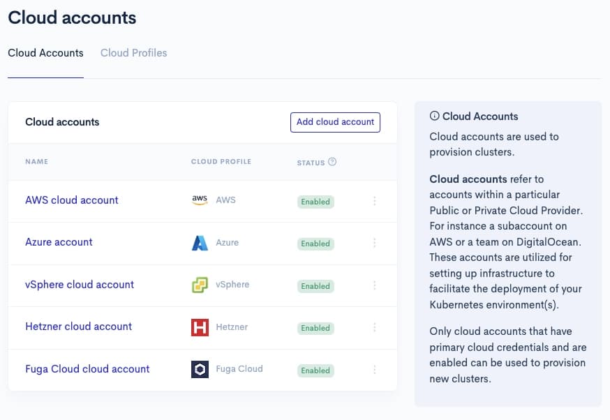 Cloud accounts