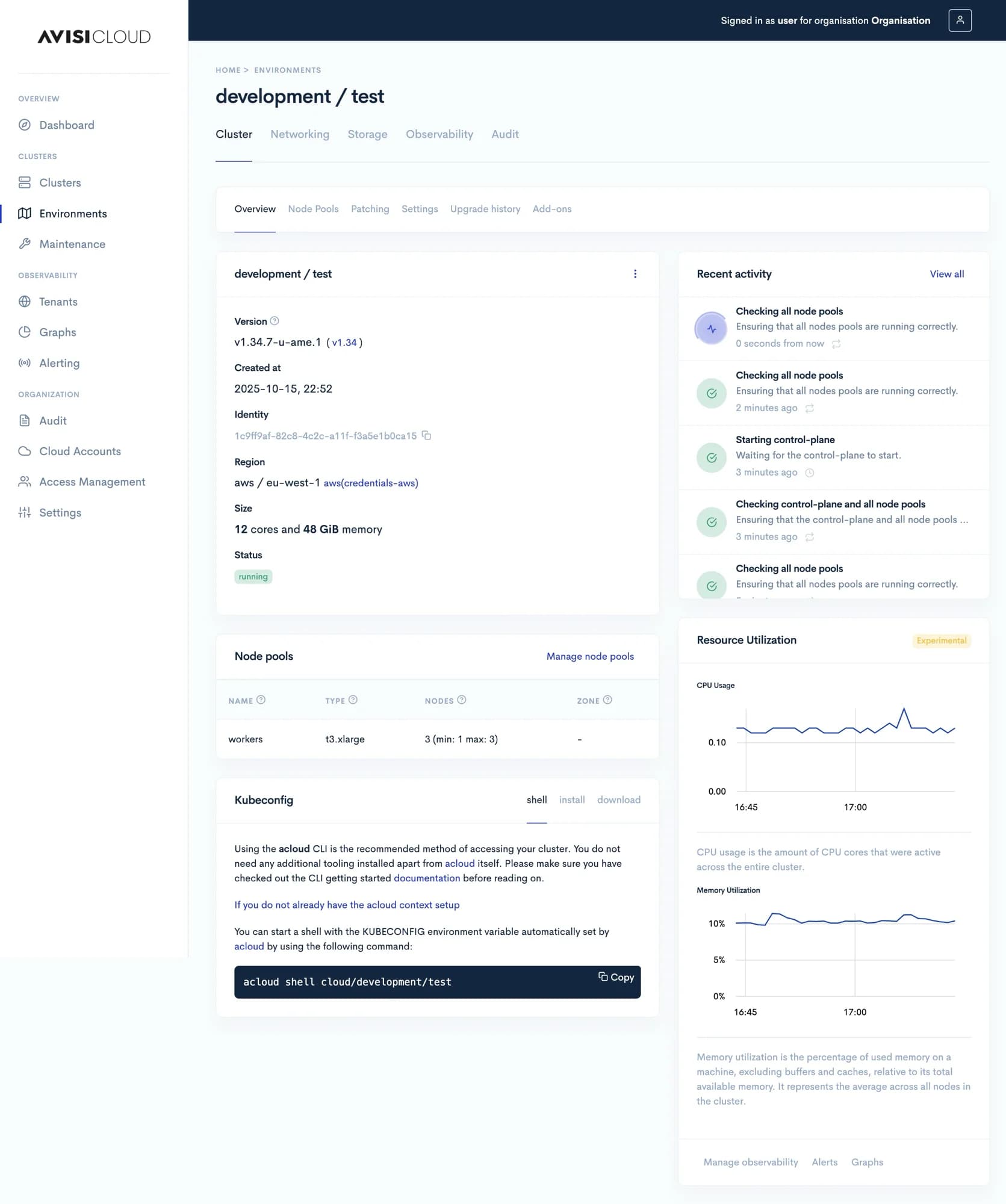 Cluster Overview tab