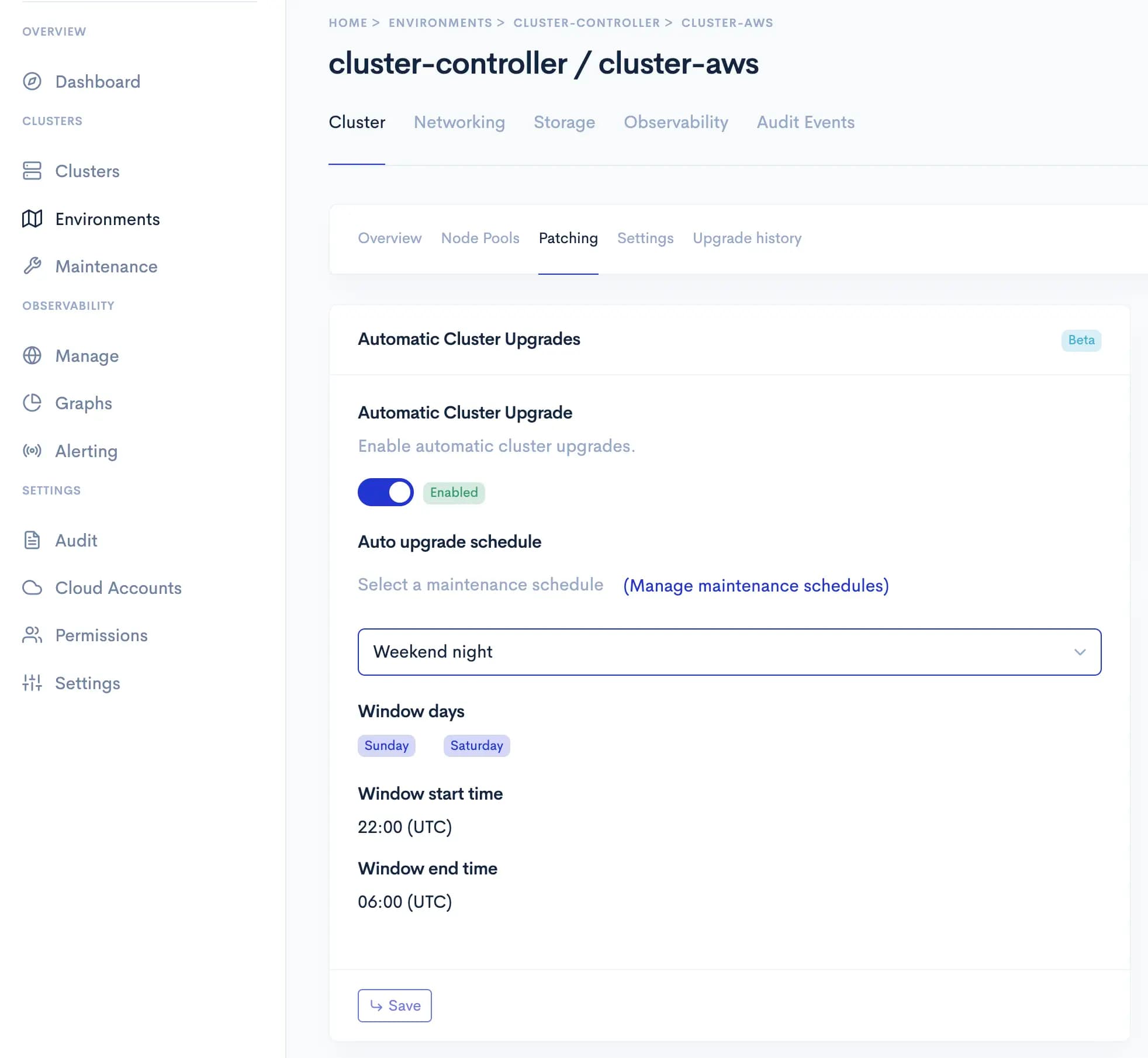 Overview of maintenance schedules