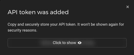 Hetzner Project API Token Created Modal