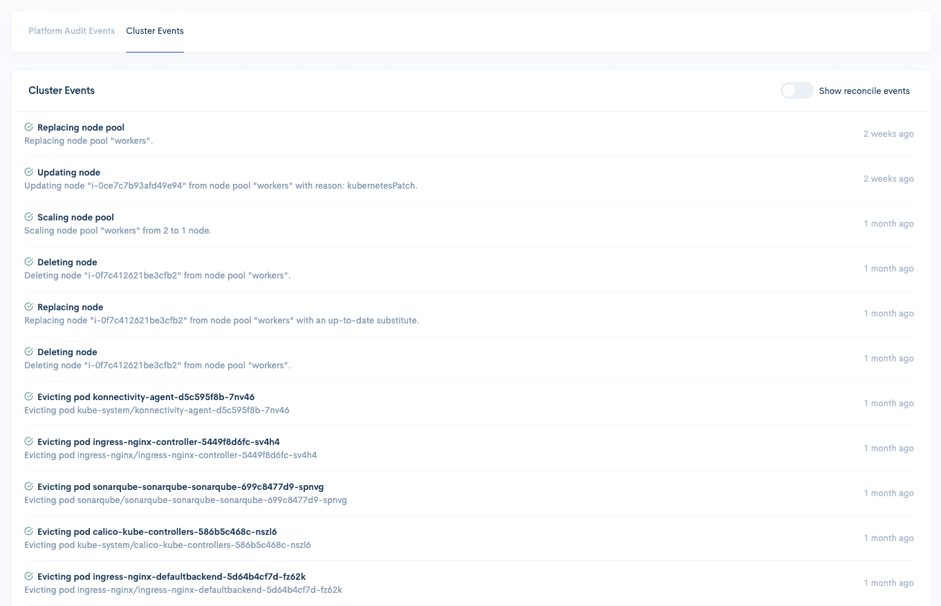 Cluster events